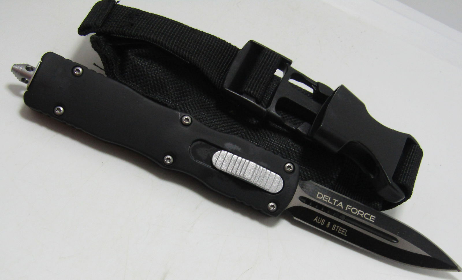 DELTA FORCE SWITCHBLADE KNIFE OTF W SHEATH (1 of 2)