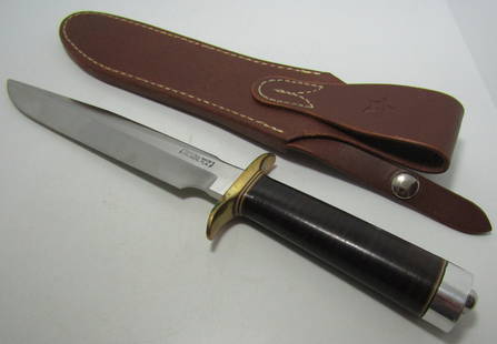 RANDALL MADE ORLANDO FLA KNIFE MODEL 1: RANDALL MODEL 1 KNIFE WITH 7 INCH BLADE. STACKED LEATHER. USA SHIPPING ONLY $5