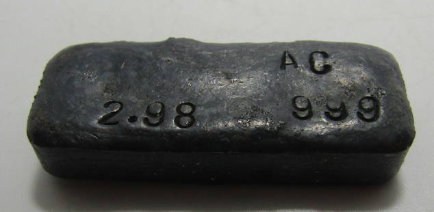 999 SILVER INGOT 2.98 OZ: OLD SILVER INGOT .999 SILVER 2.98 TROY OZ. SIGNED AC. USA SHIPPING $5.