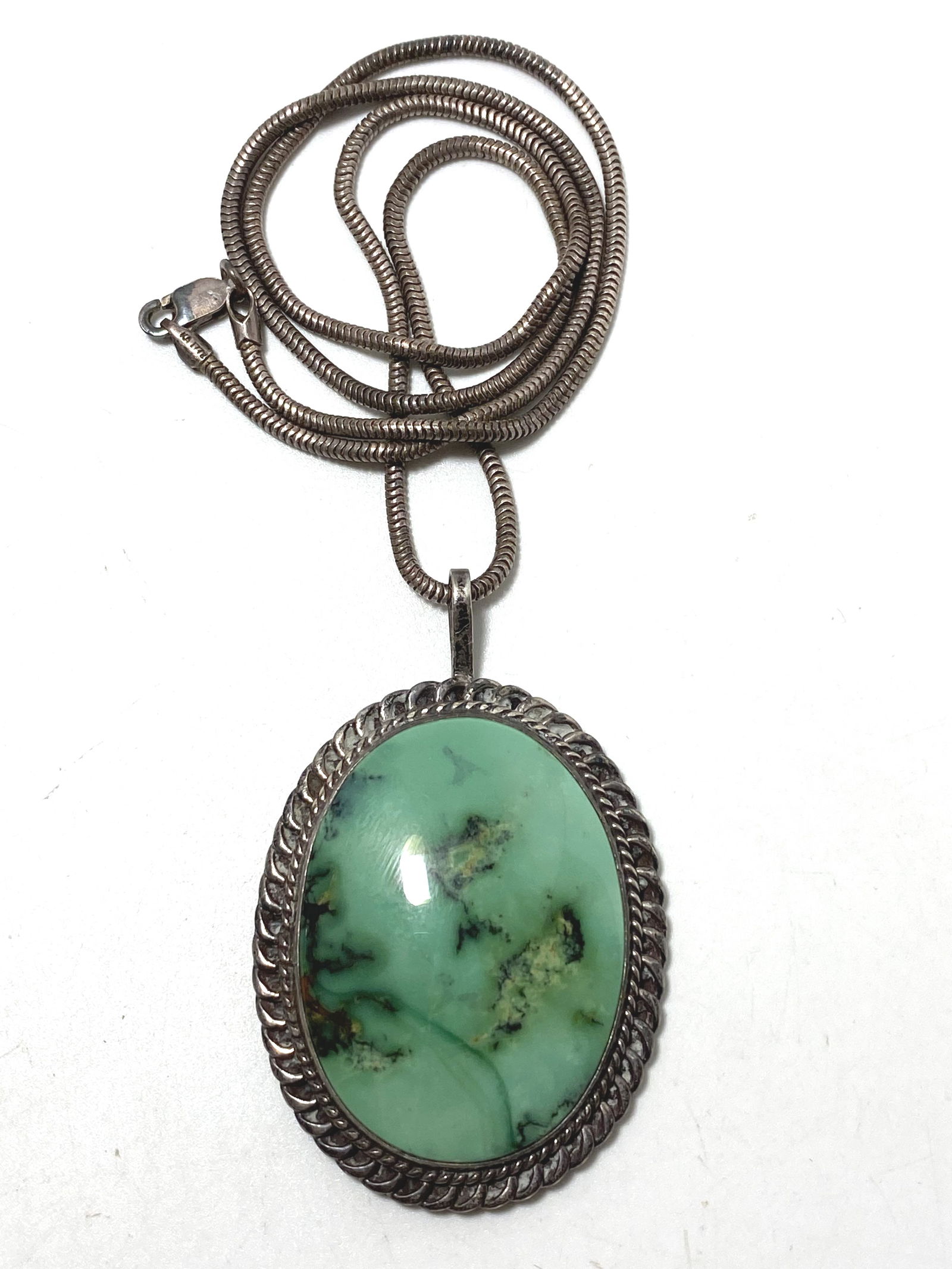 NATIVE AMERICAN STERLING TURQUOISE NECKLACE (1 of 4)