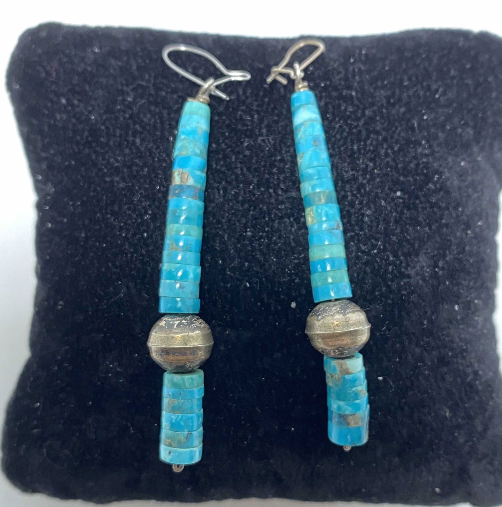 2" STERLING NAVAJO PEARL TURQUOISE EARRINGS (1 of 3)
