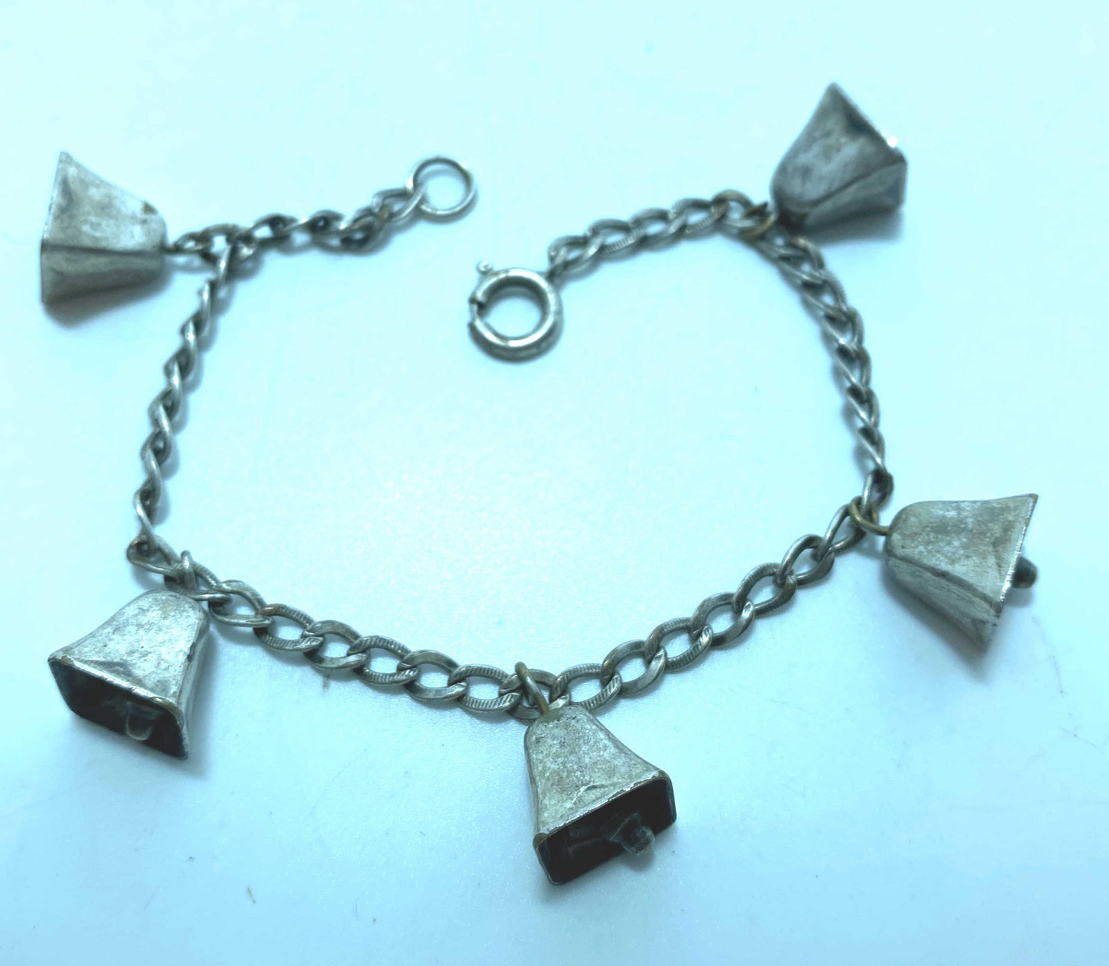 1970S VINTAGE STERLING BELL CHIME CHARM BRACELET (1 of 2)