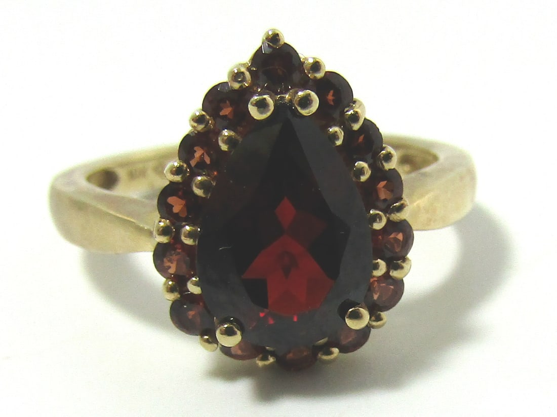 3CT GENUINE GARNET RING 10K YELLOW GOLD SIZE 7 (1 of 5)