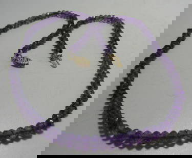 AMETHYST BIROLETTE BEAD NECKLACE 14K YELLOW GOLD: VINTAGE ESTATE 17 INCHES LONG WITH GENUINE AMETHYST STONES 5MM. WEIGH 11.9 GRAMS. FEBRUARY BIRTHSTONE. EXCELLENT CONDITION. USA SHIPPING $5.