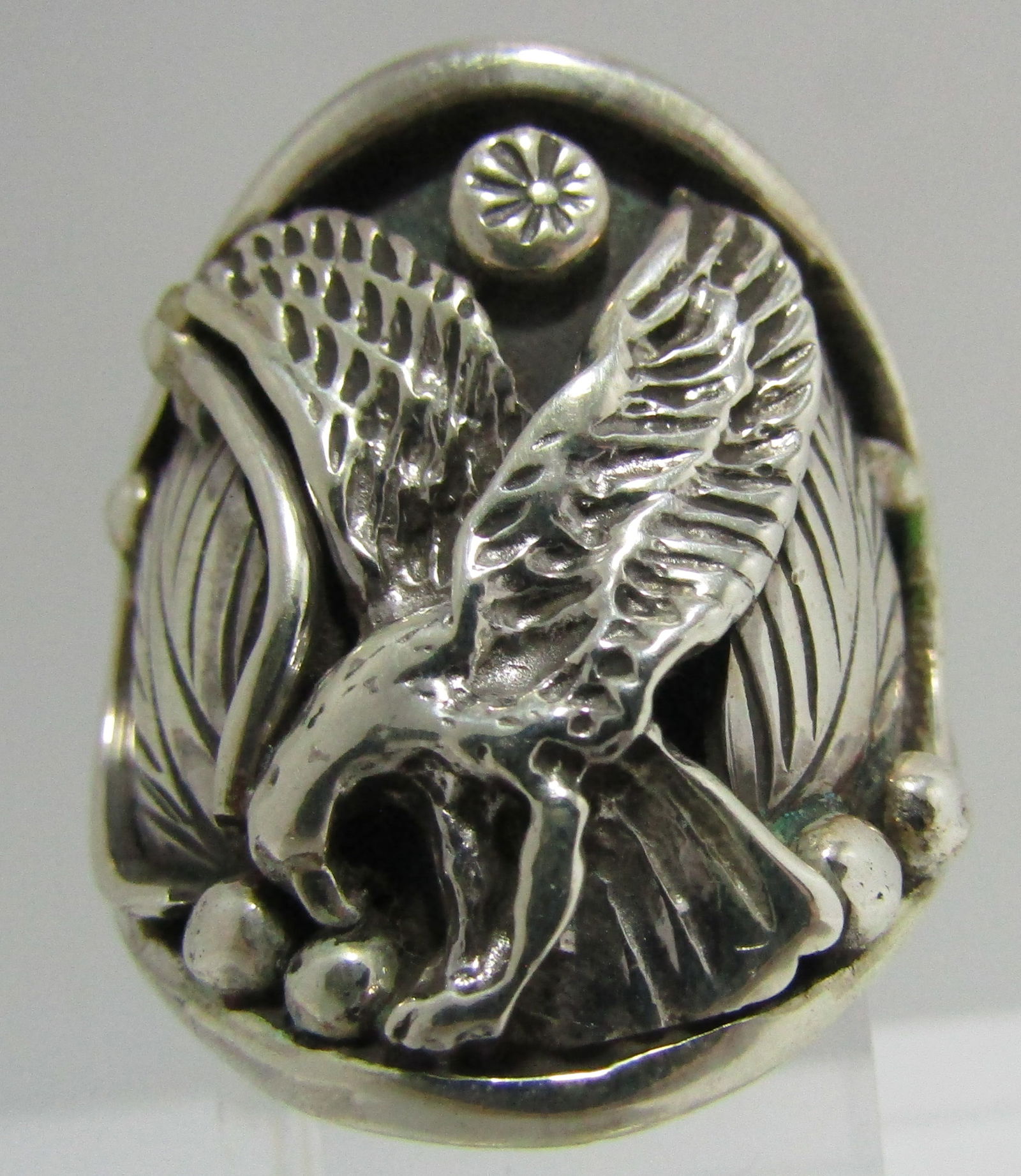 SIGNED LMC EAGLE RING STERLING SILVER SIZE 11 1/2 (1 of 4)