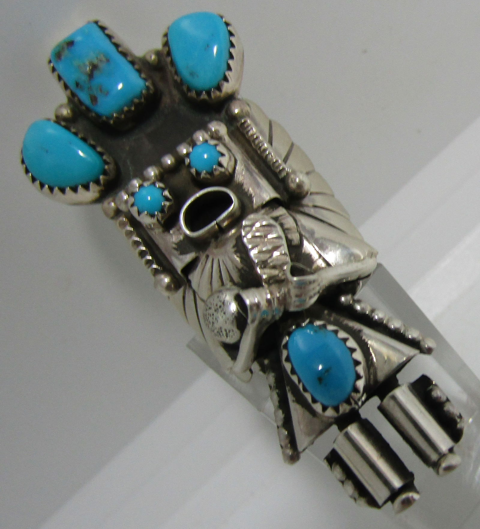 LARGE SMALLCANYON TURQUOISE KACHINA RING STERLING (1 of 4)