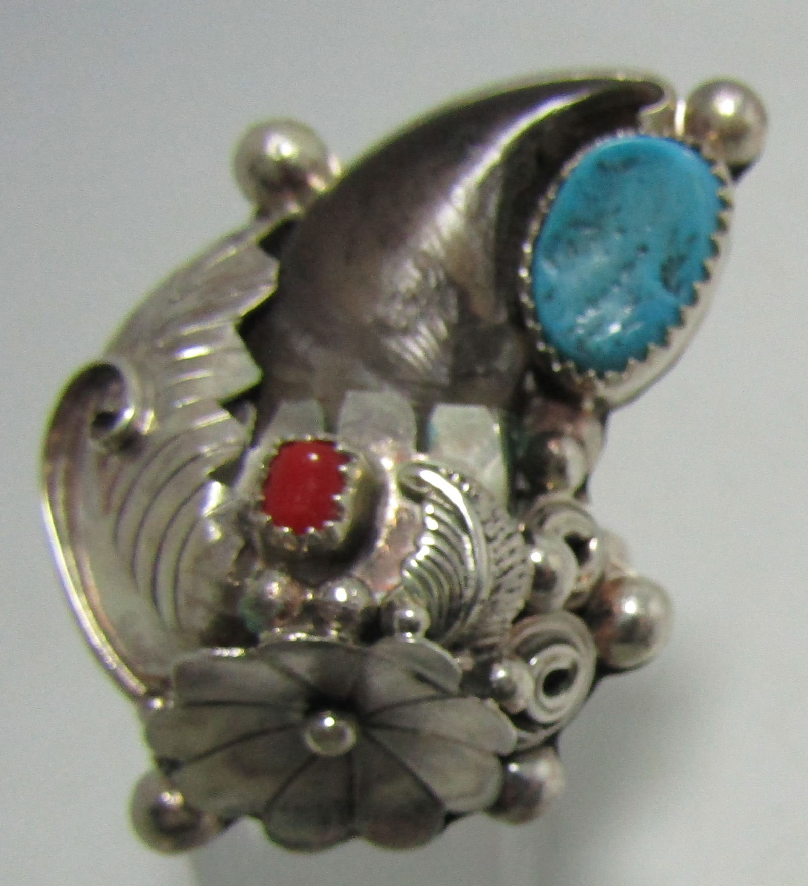 BEAR CLAW RING TURQUOISE STERLING SILVER SIZE 14 (1 of 4)