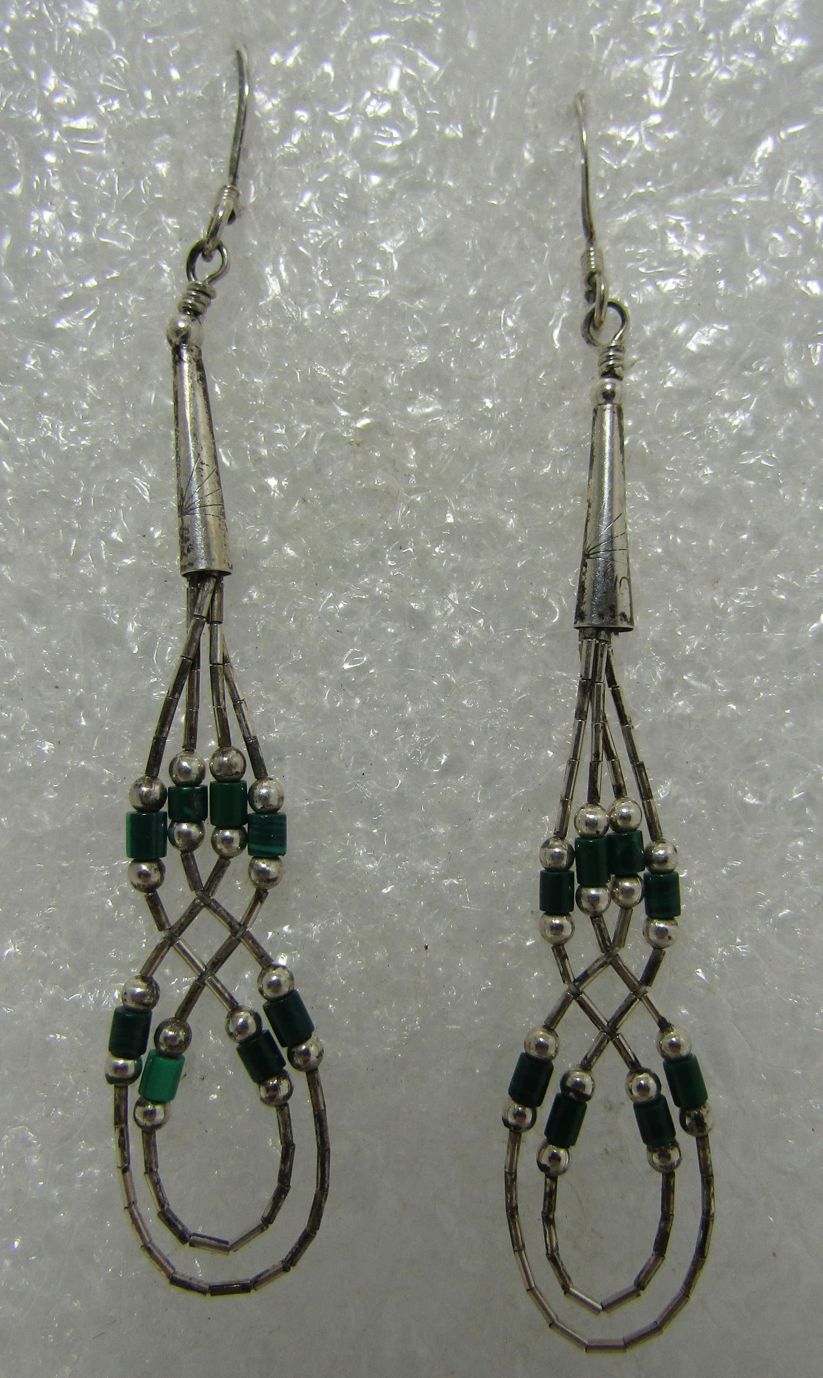 MALACHITE BEAD EARRINGS STERLING SILVER (1 of 4)