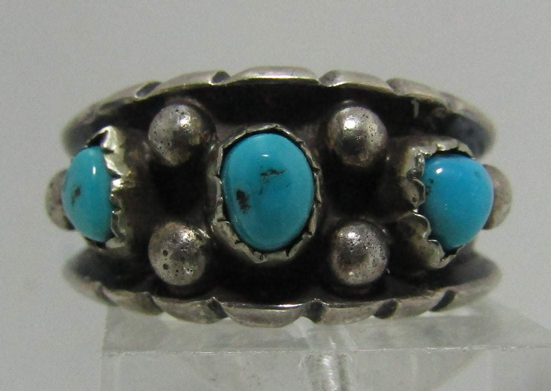 "E" SLEEPING BEAUTY TURQUOISE RING STERLING SILVER (1 of 5)