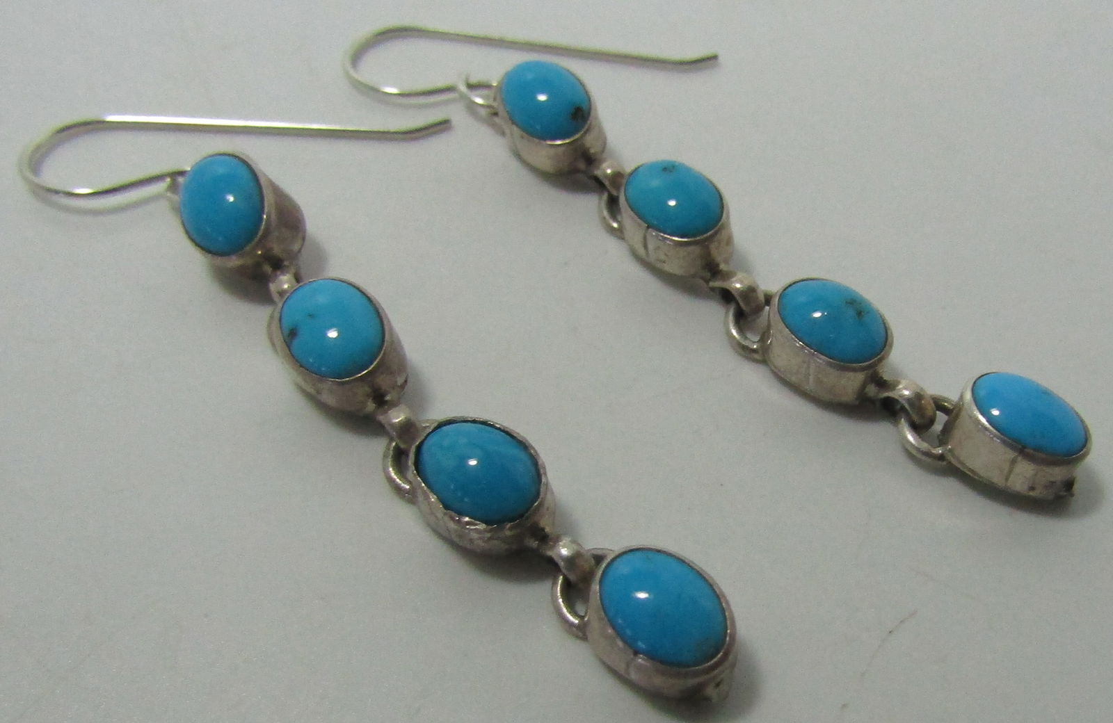 8 GEM TURQUOISE STONE EARRINGS STERLING SILVER (1 of 4)