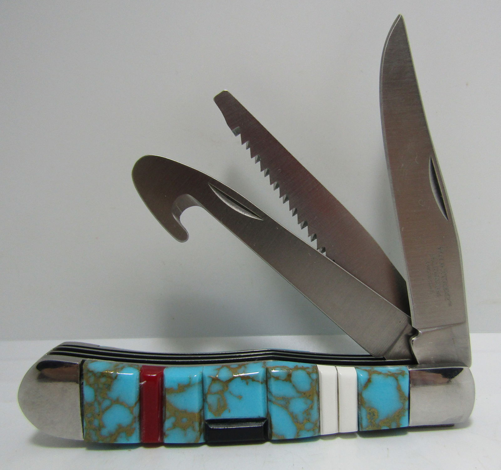 TSADASI ZUNI INLAY TURQUOISE POCKET KNIFE 3 BLADE (1 of 4)
