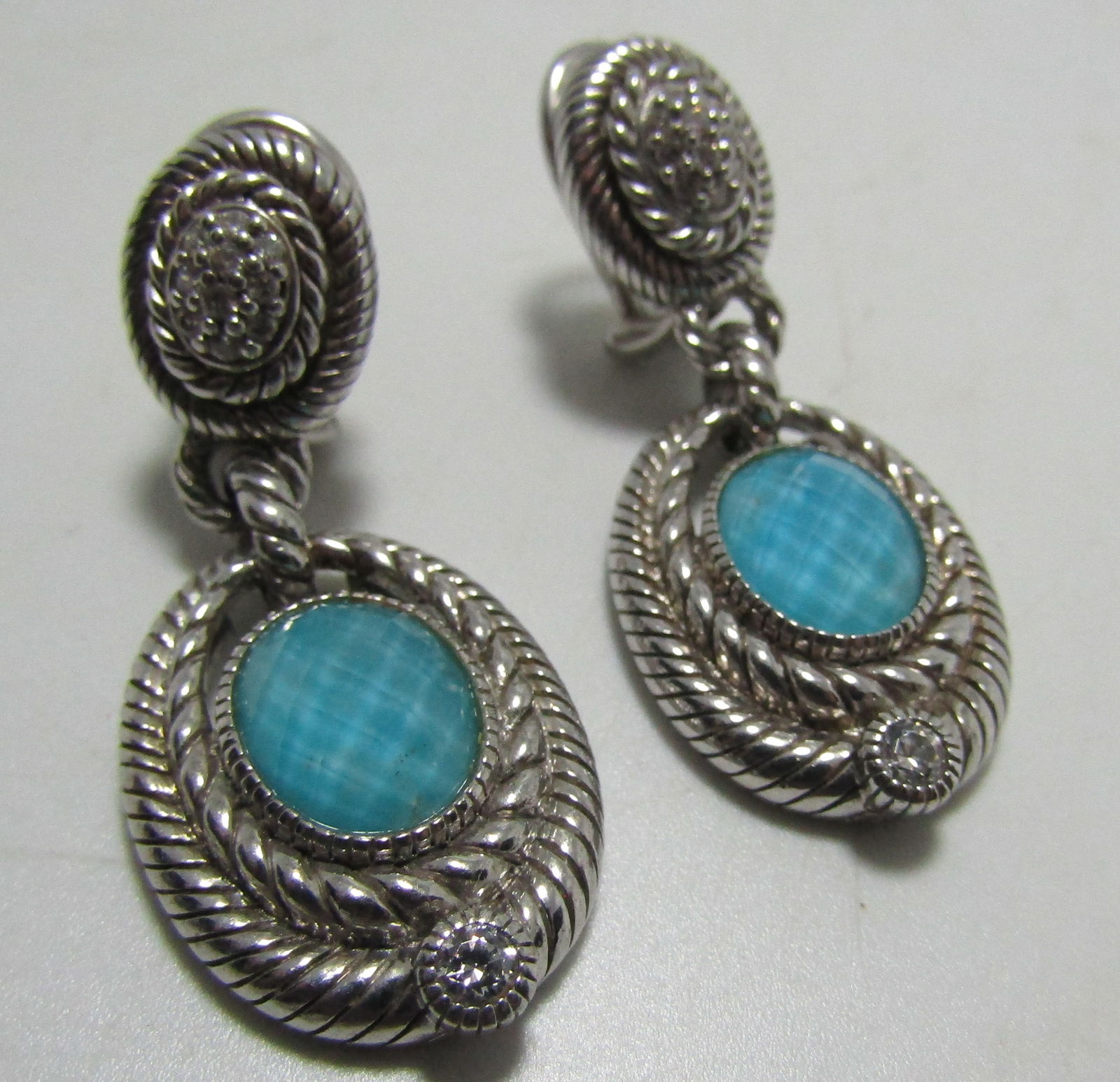 JUDITH RIPKA EARRINGS STERLING SILVER CHECKERBOARD: AUTHENTIC SIGNED "JUDITH RIPKA 925": MEASURE 40MM BY 17MM. WEIGH 17.2 GRAMS. EXCELLENT LIKE NEW, NEVER USED CONDITION. USA SHIPPING $5.