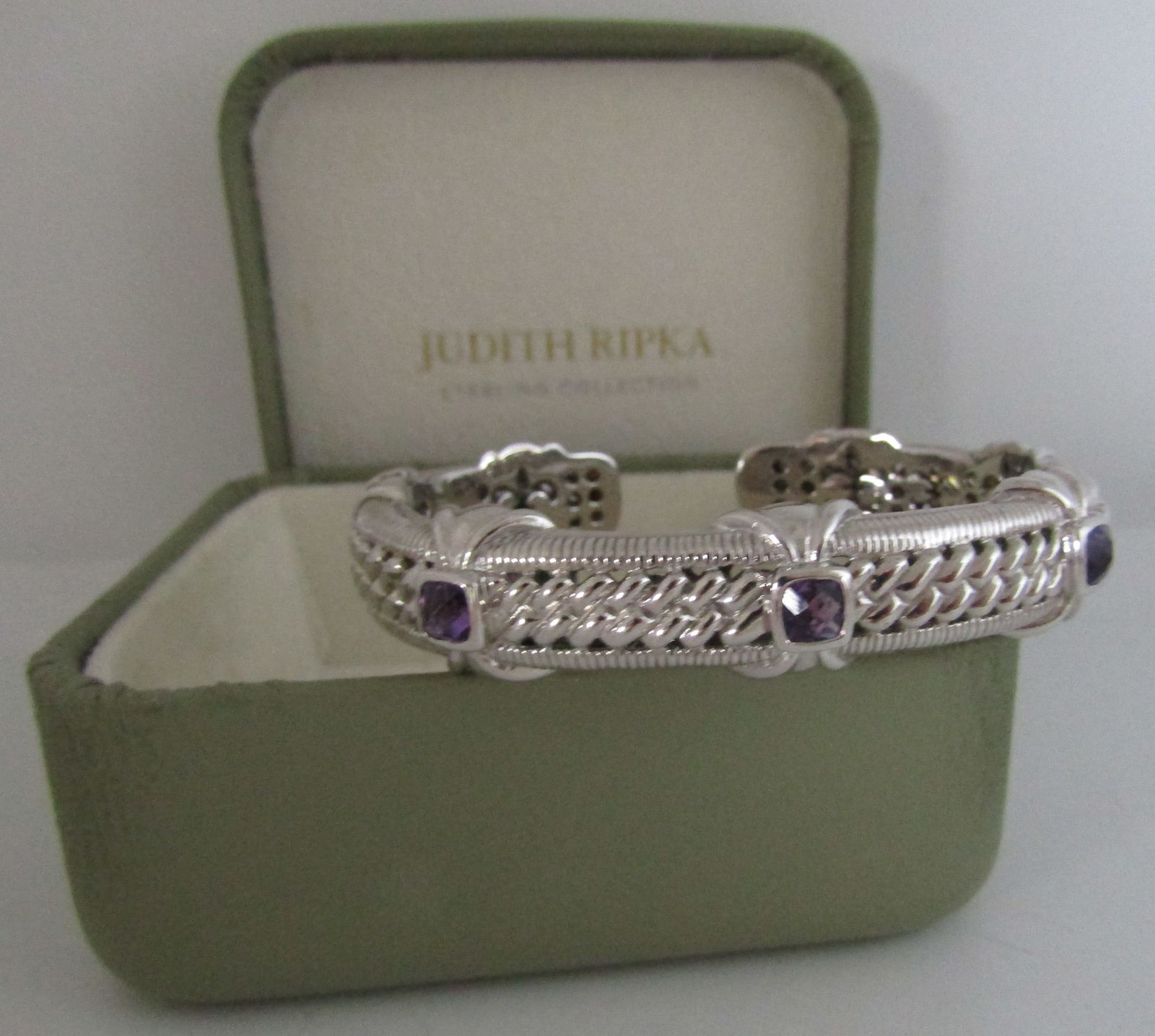 JUDITH RIPKA AMETHYST CUFF BRACELET STERLING SILVE (1 of 7)
