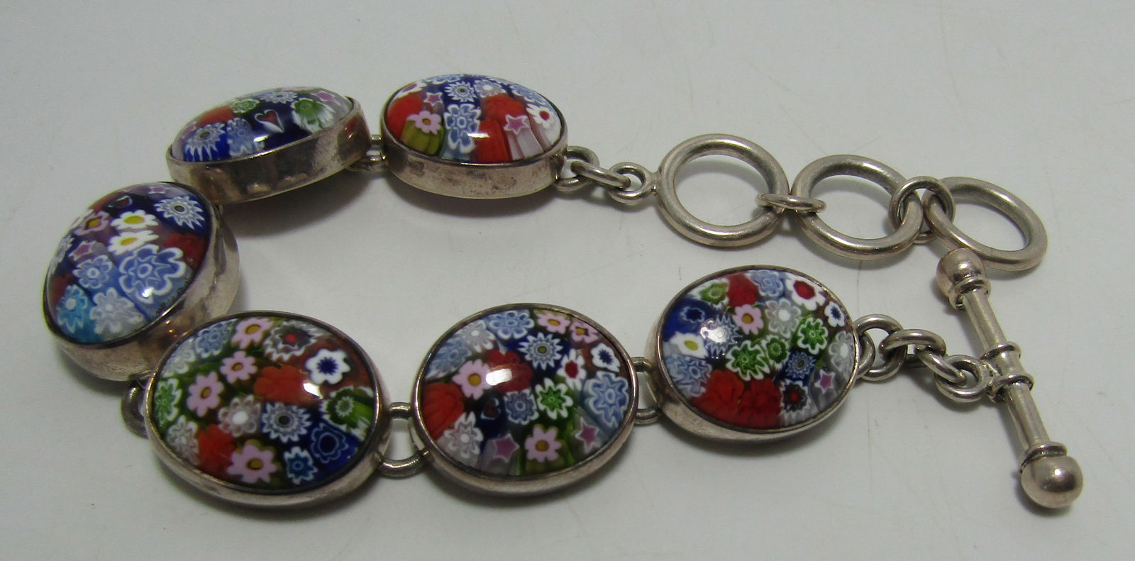 CHARLES ALBERT MILLEFIORI GLASS BRACELET STERLING (1 of 4)