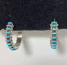 STERLING PETIT POINT TURQUOISE 1" HOOP EARRINGS