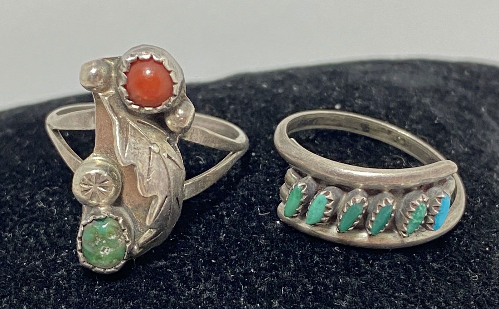 SIGNED WEEKA 2 STERLING NATIVE AMERICAN RING LOT (1 of 3)