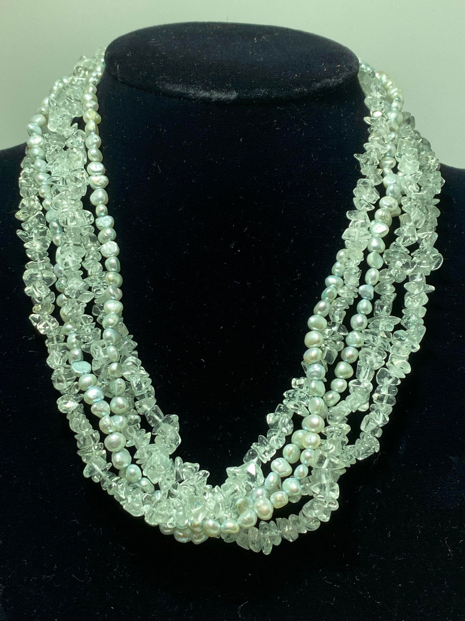 5 STRAND STERLING BLUE PEARL QUARTZ NECKLACE (1 of 5)
