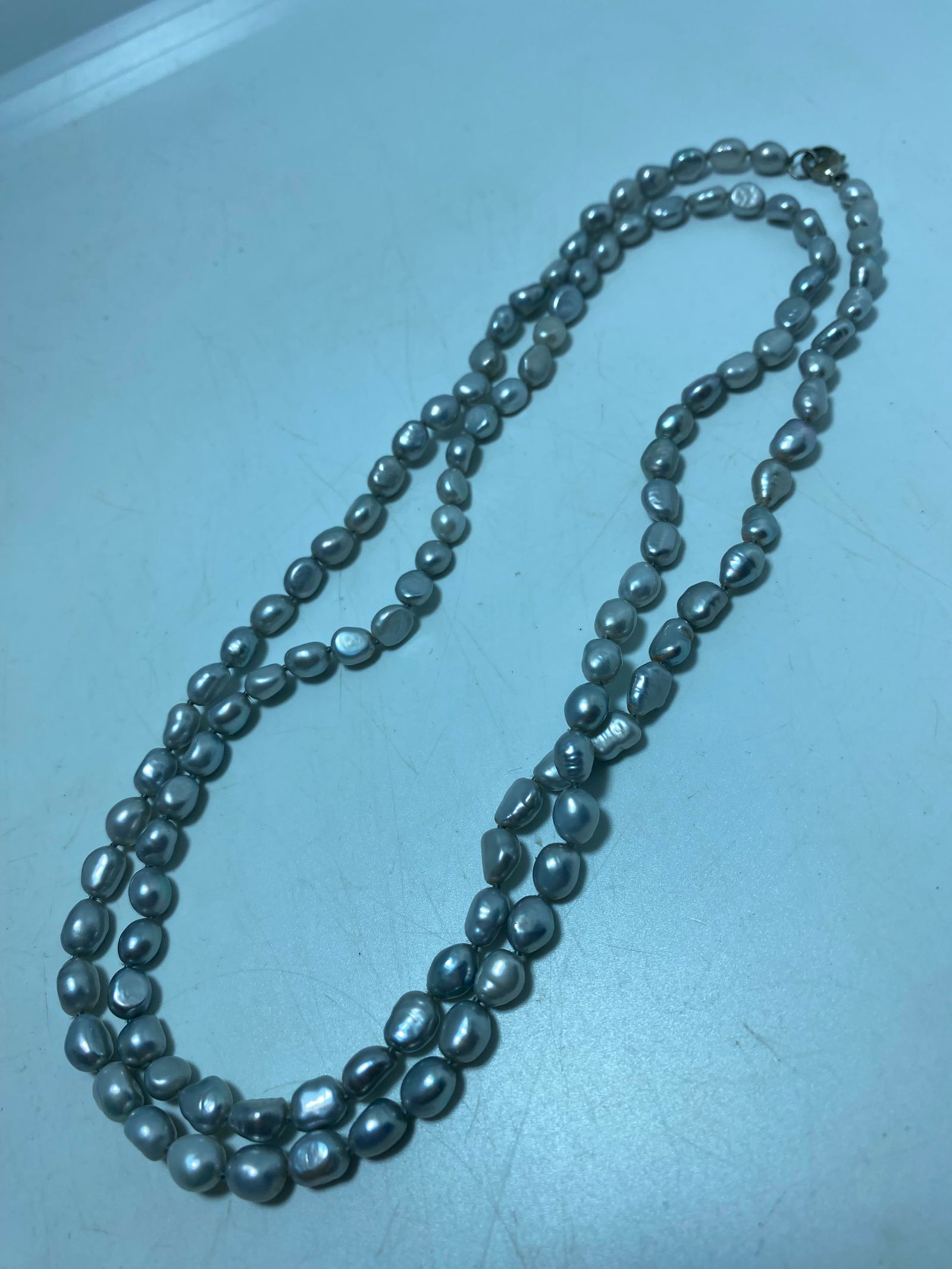 35.5" STERLING OPERA LENGTH GREY CULTURED PEARLS (1 of 6)