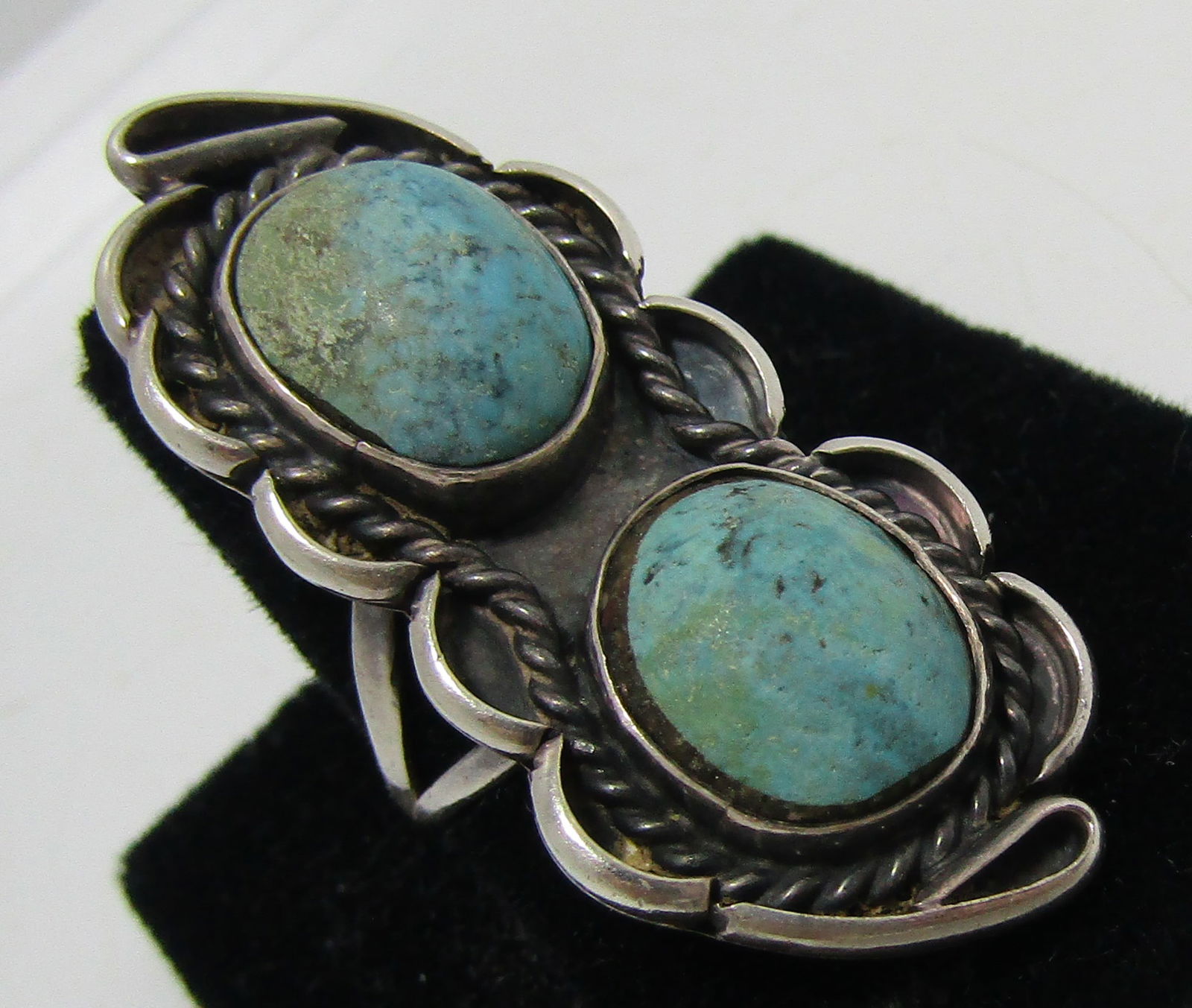 SIGNED HS or SH TURQUOISE RING STERLING SILVER (1 of 3)