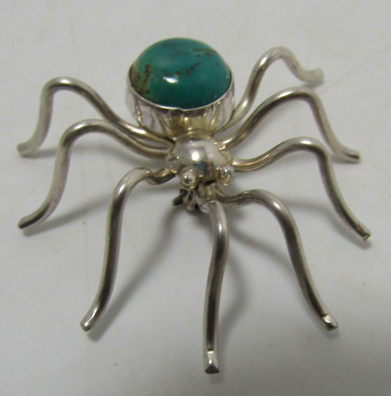 TURQUOISE SPIDER PIN STERLING SILVER BROOCH (1 of 4)