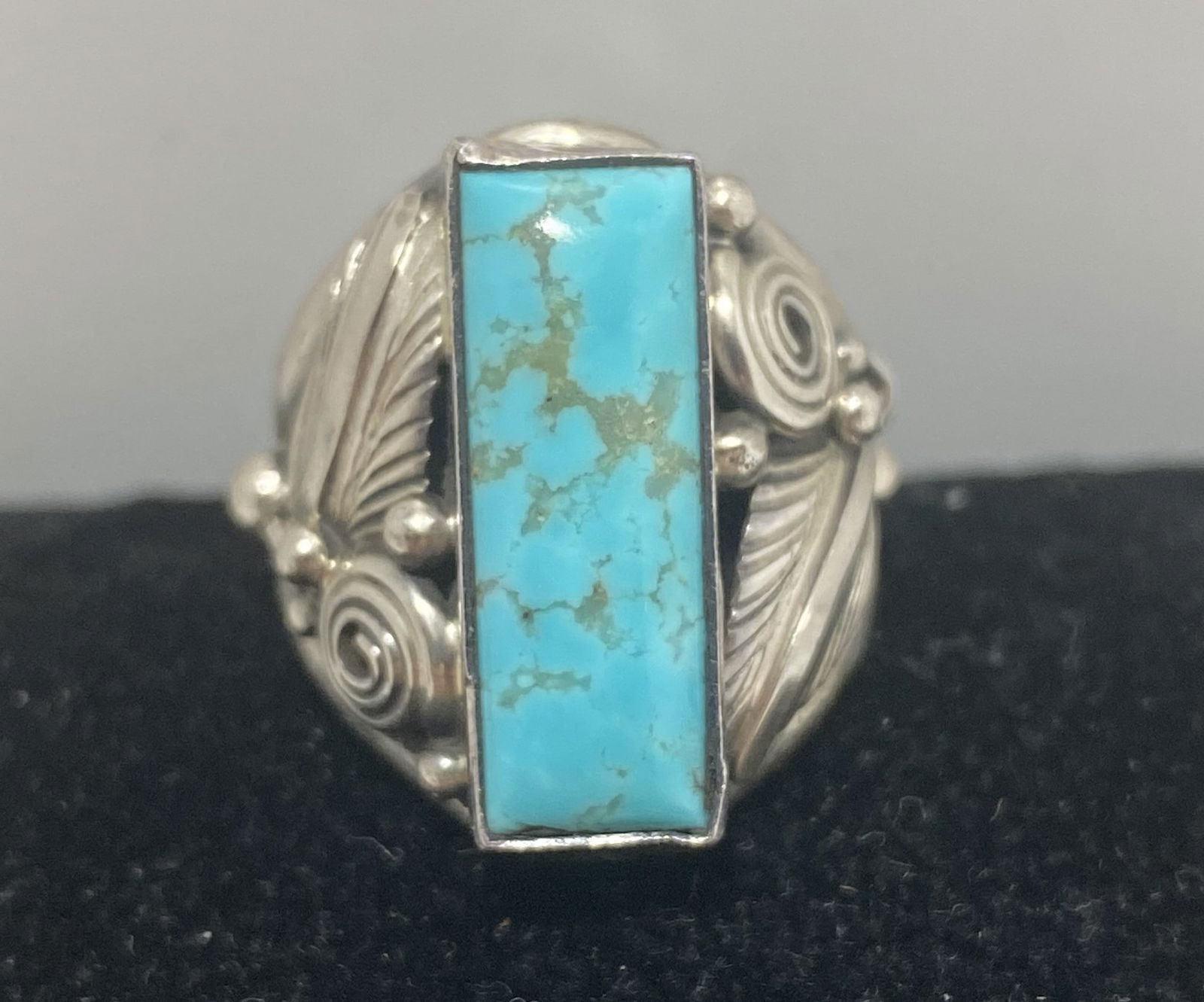 "DM" STERLING TURQUOISE NAVAJO RING SZ7 (1 of 3)