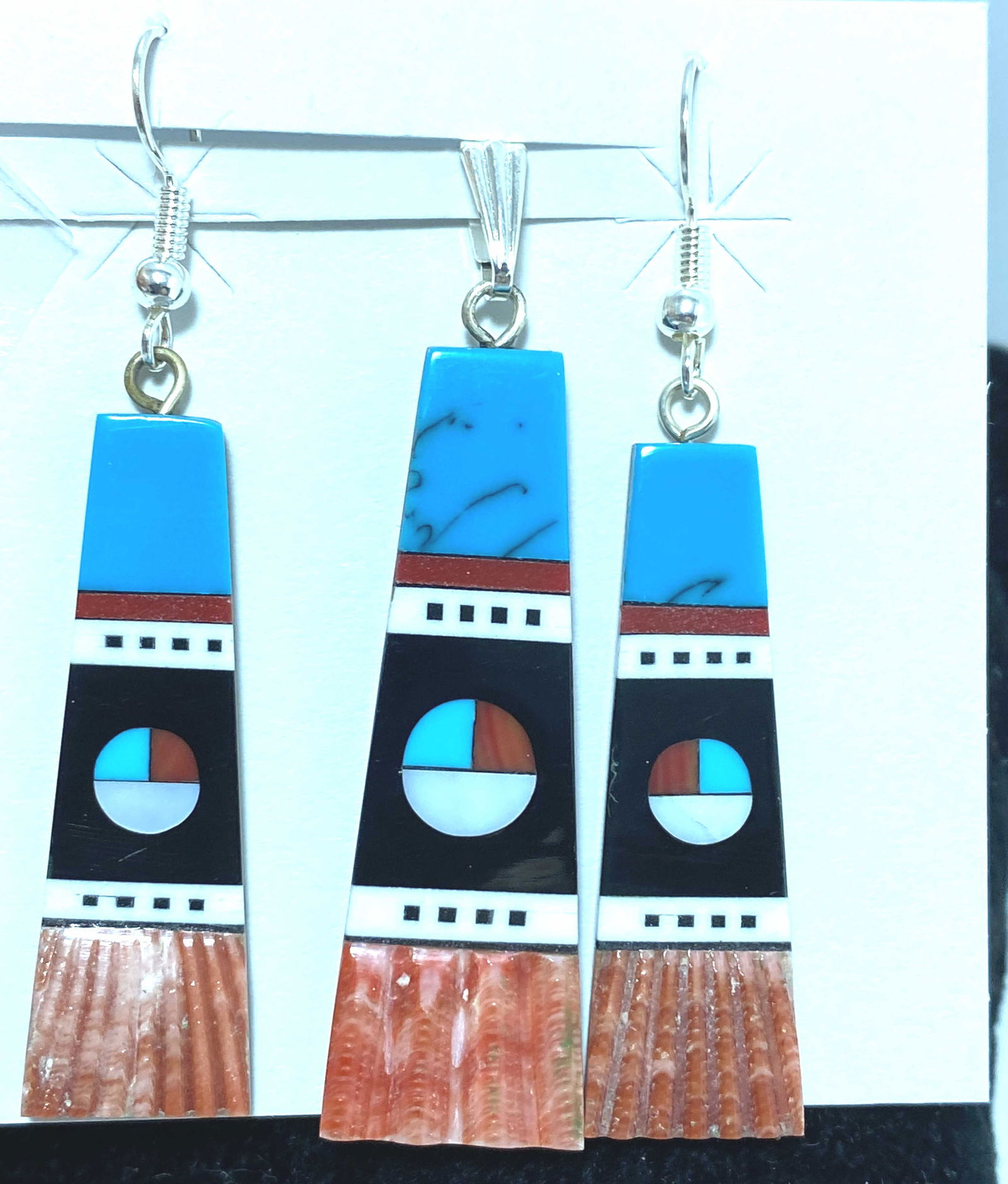 SUNFACE TURQUOISE SHELL EARRINGS NECKLACE SET (1 of 2)