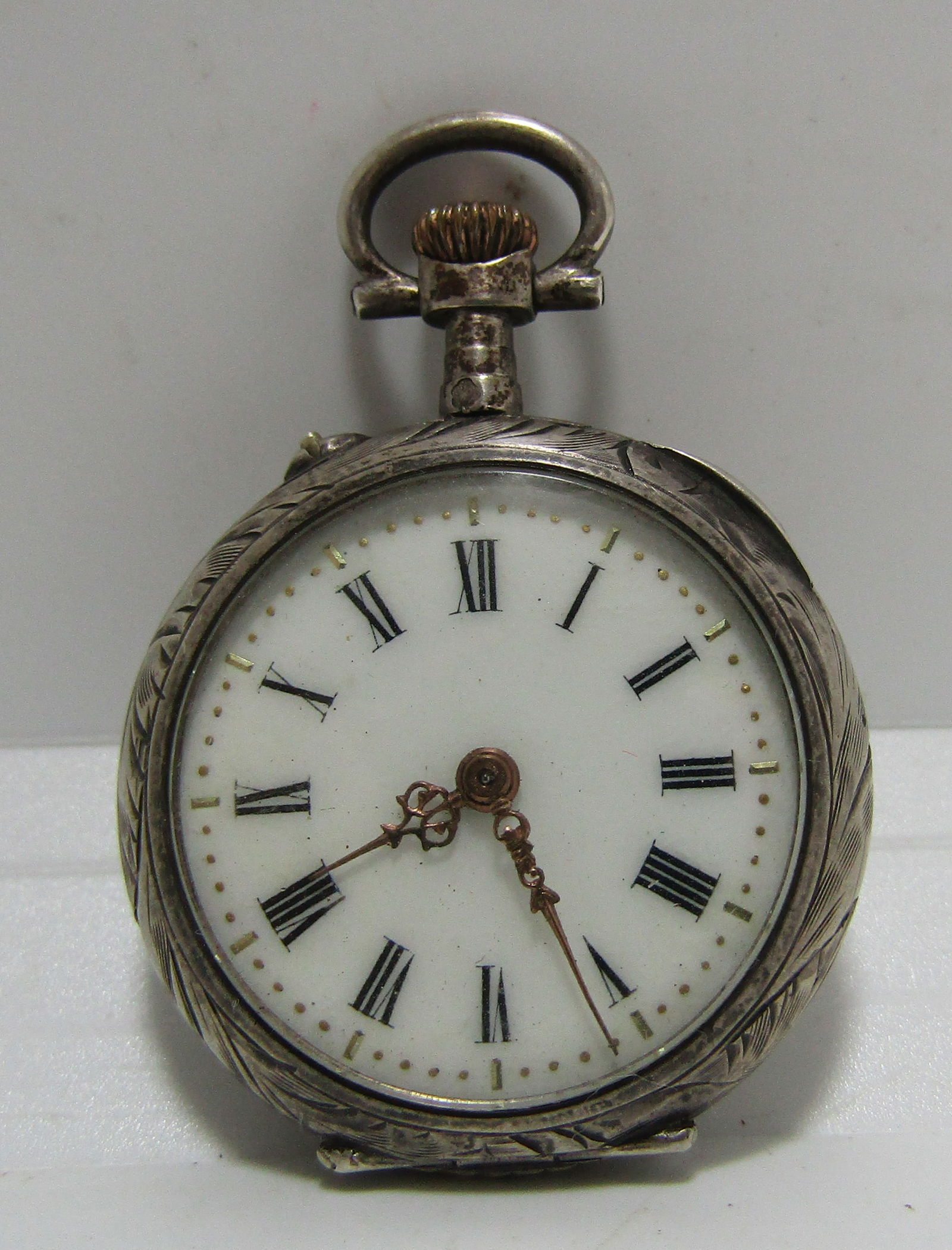 ENGRAVED POCKET WATCH PIN SET STERLING SILVER (1 of 6)