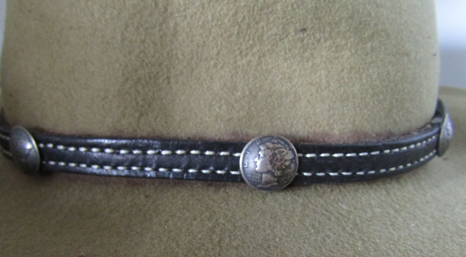 7 SILVER US MERCURY DIME COIN HAT BAND LEATHER (1 of 5)