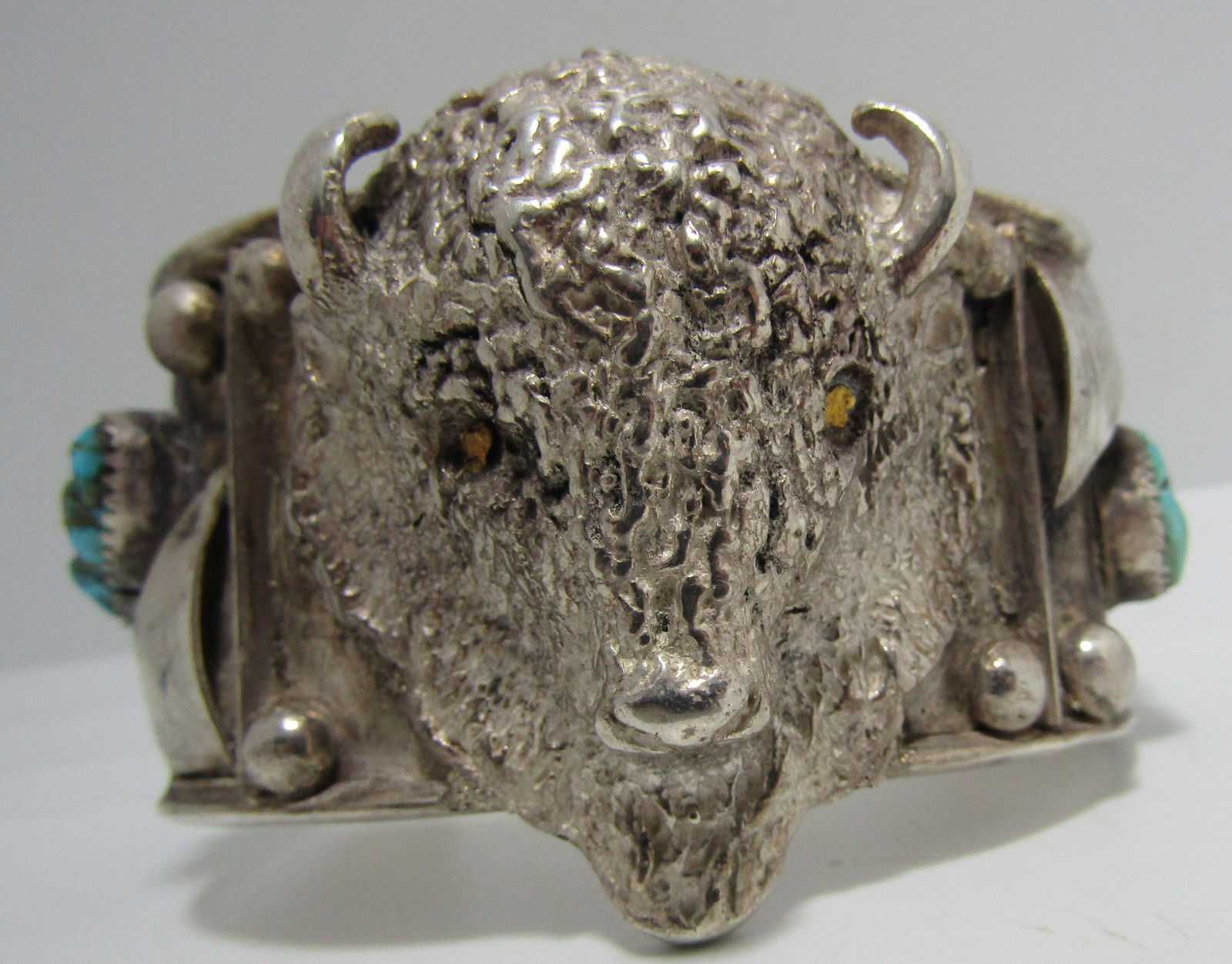 BISON CUFF BRACELET STERLING SILVER 22K GOLD (1 of 7)