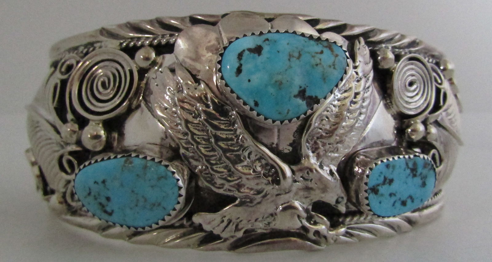 CHEE TURQUOISE CUFF BRACELET STERLING SILVER 93GRM (1 of 8)