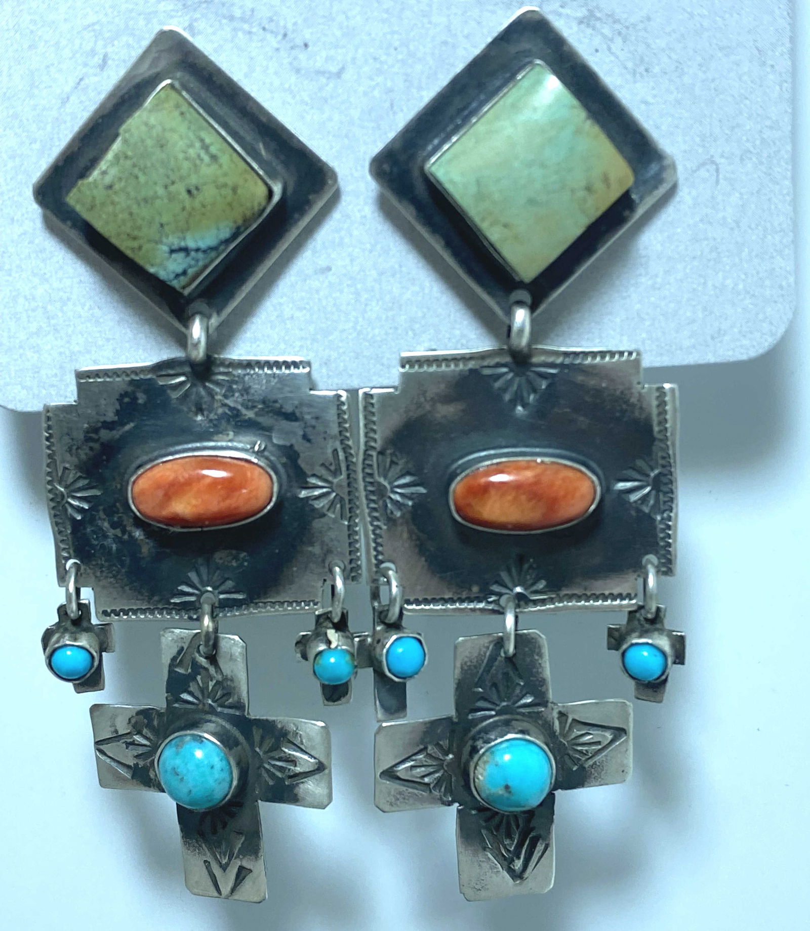 RL 2.5" STERLING NAVAJO TURQUOISE EARRINGS (1 of 4)