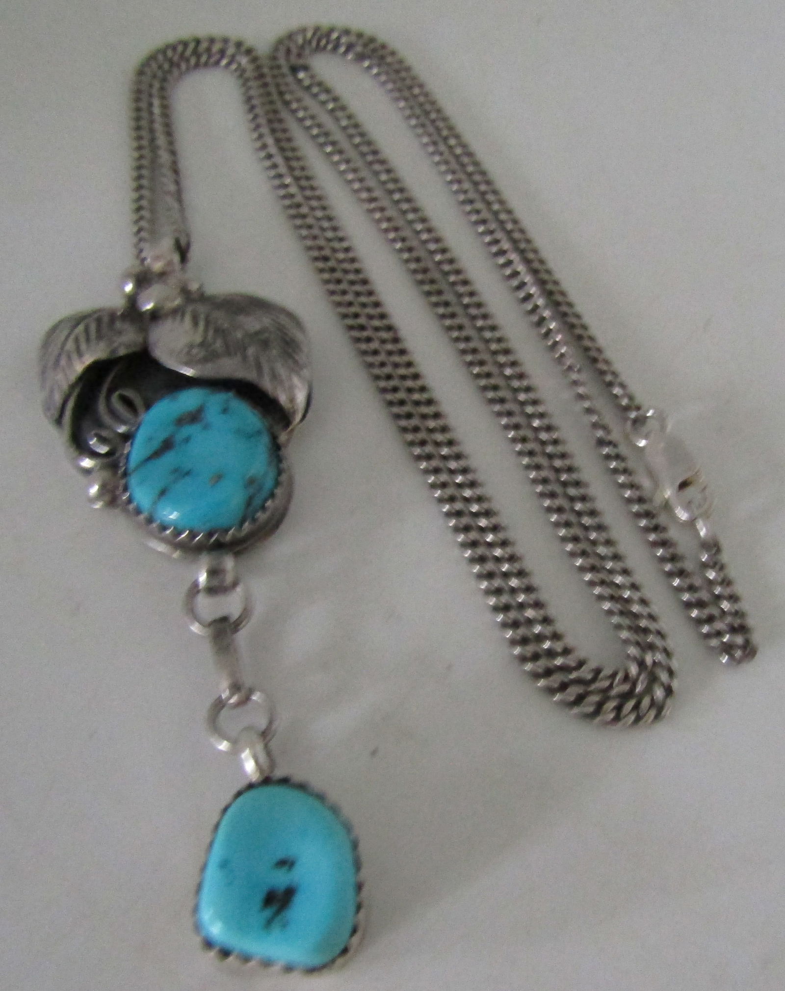 "E" SLEEPING BEAUTY TURQUOISE NECKLACE STERLING (1 of 3)