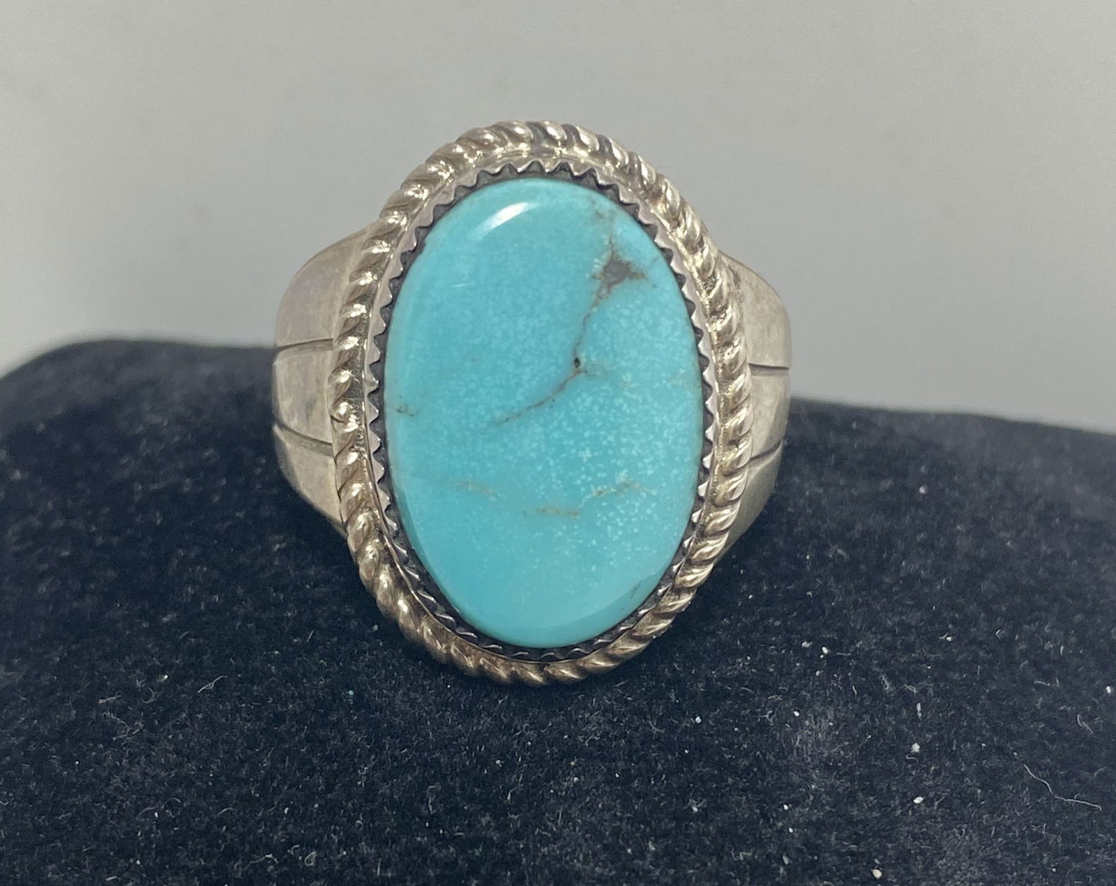 SIZE 11.5 HERBERT TSOSIE STERLING TURQUOISE RING (1 of 3)