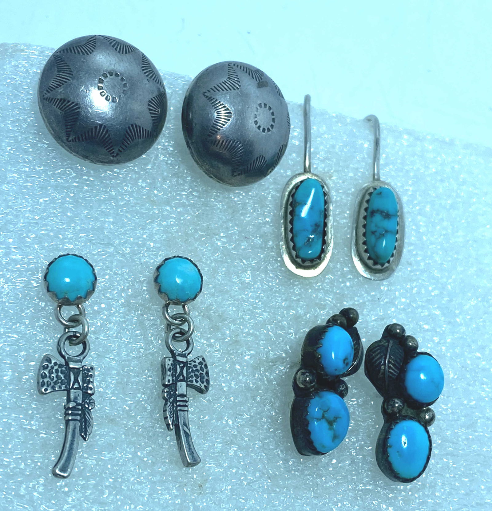 4 STERLING NATIVE AMERICAN TURQUOISE EARRINGS (1 of 6)