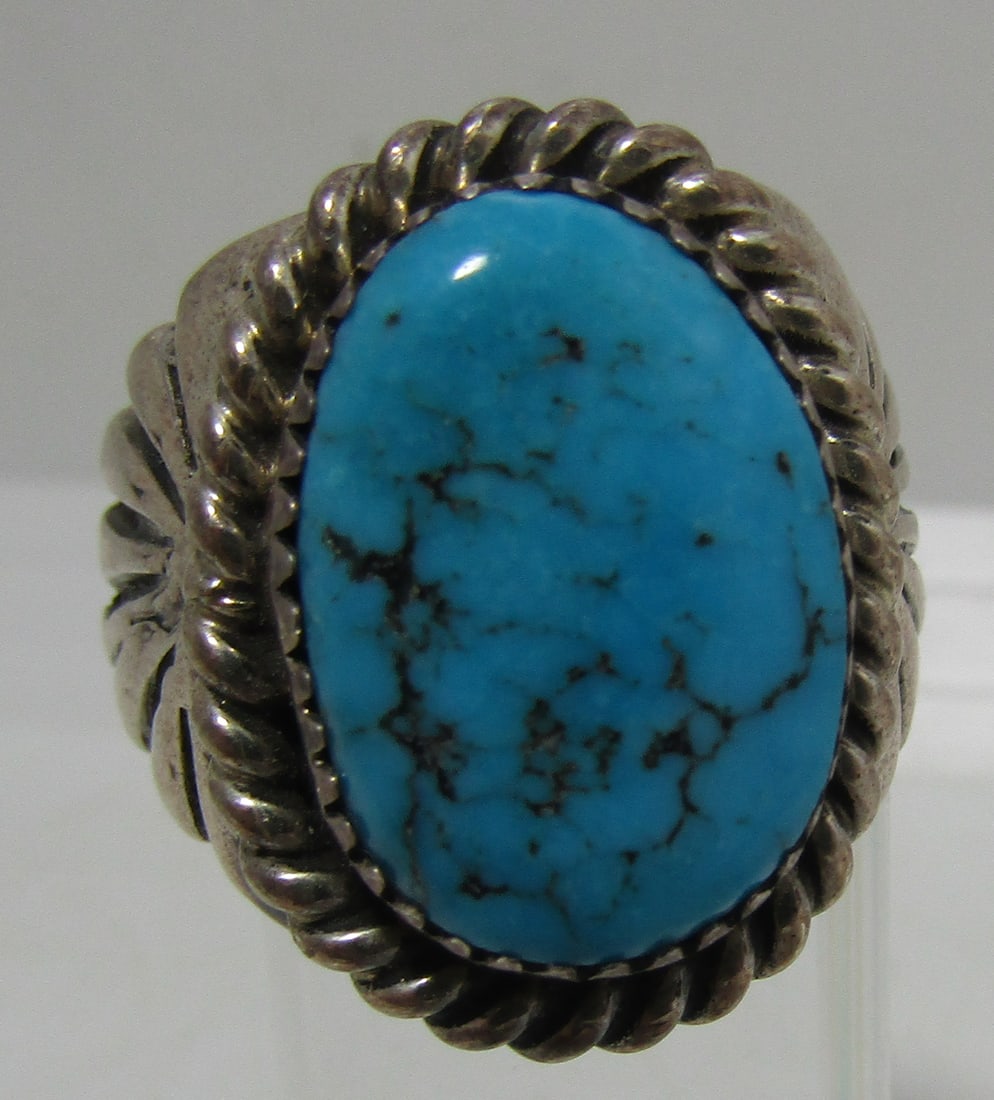 T HASTEEN TURQUOISE RING STERLINGSILVER SIZE 11 (1 of 6)