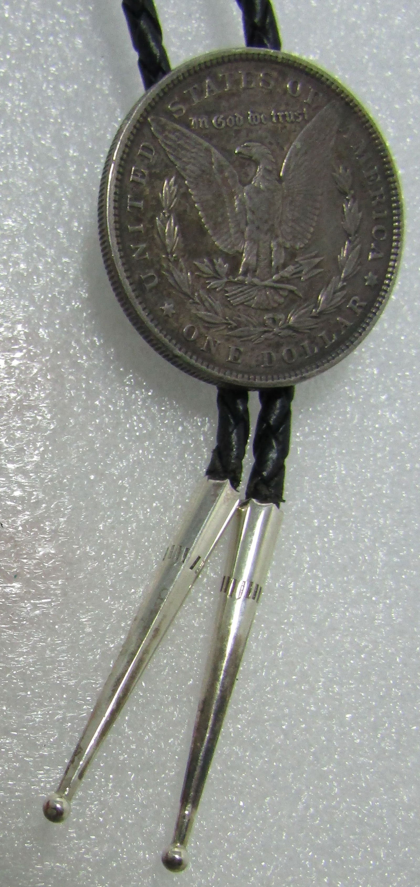 1884 US SILVER DOLLAR BOLO TIE NECKLACE STERLING (1 of 6)