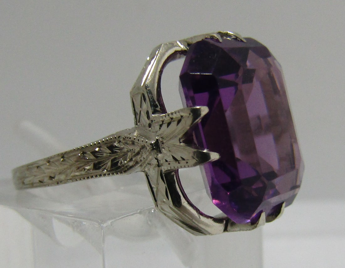 ANTIQUE FILIGREE AMETHYST RING 14K GOLD SIZE 4 1/2 (1 of 6)