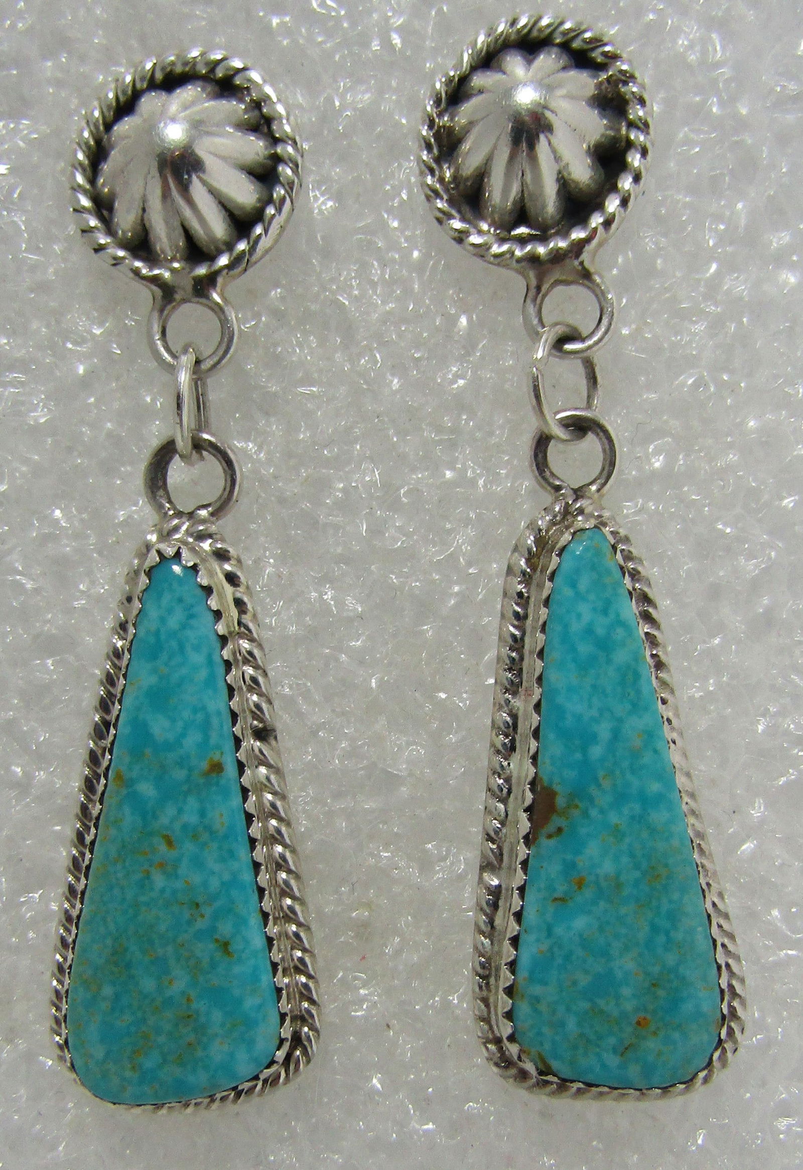 SIGNED "JB" TURQUOISE EARRINGS STERLING SILVER (1 of 2)