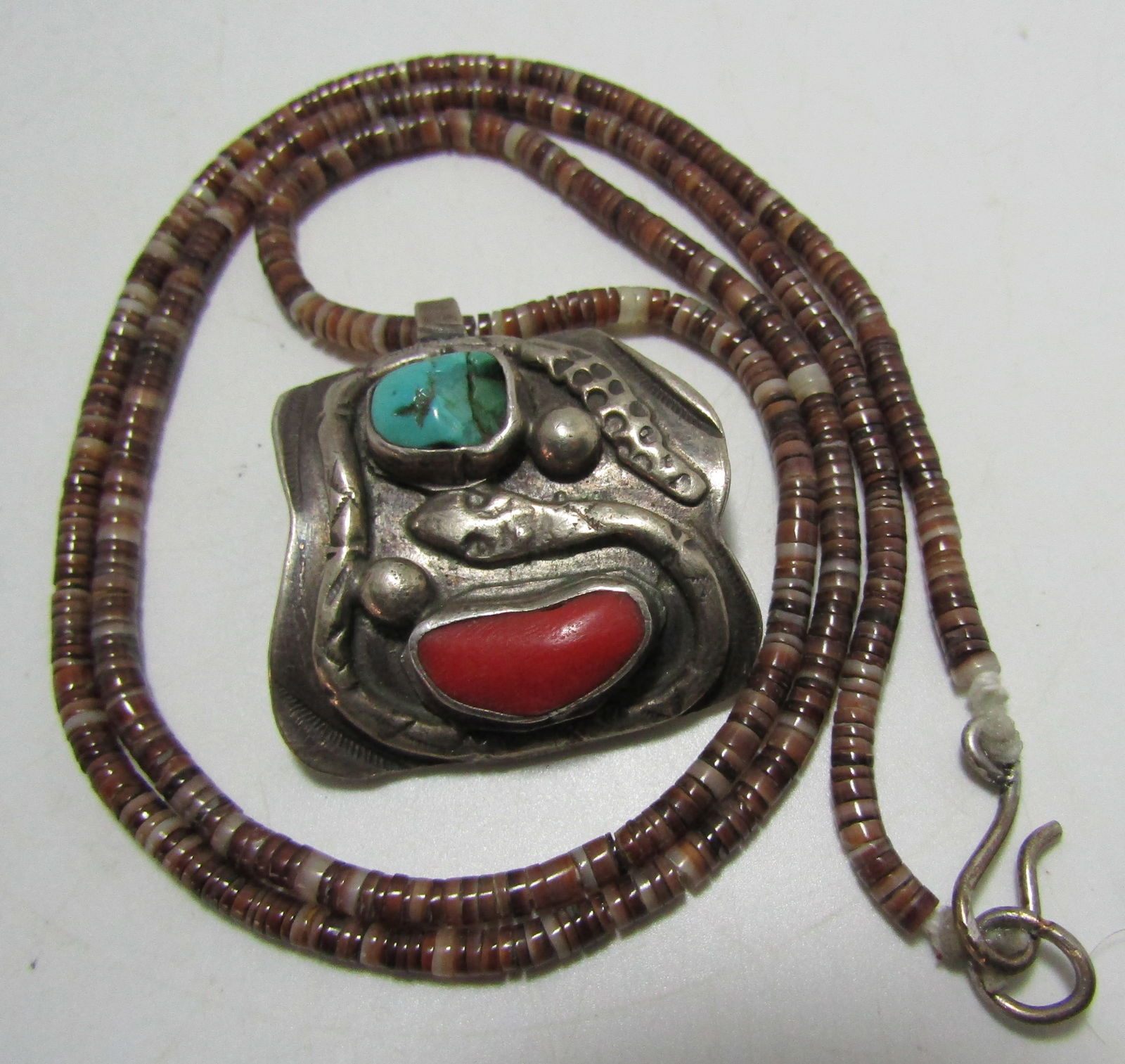 SNAKE TURQUOISE CORAL NECKLACE STERLING SILVER (1 of 3)