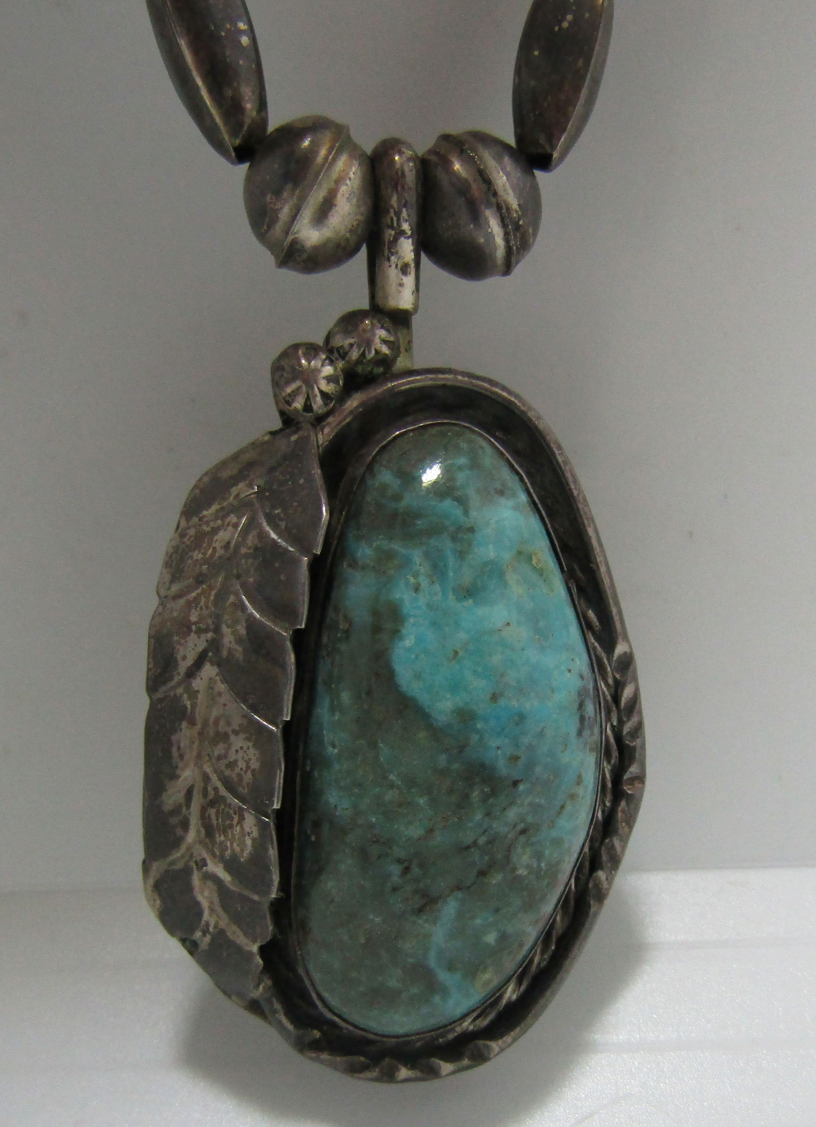 BEAUTIFUL GEM TURQUOISE NECKLACE STERLING SILVER (1 of 4)