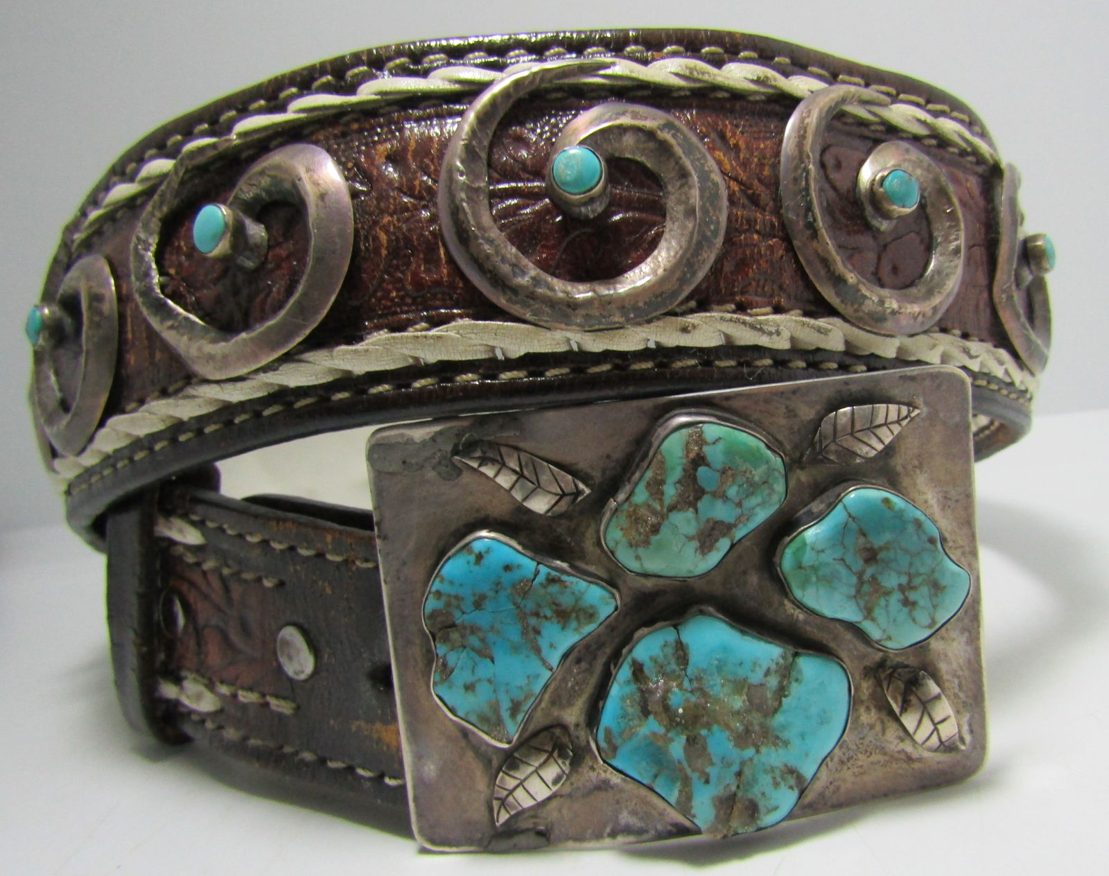 ONE OF A KIND TURQUOISE CONCHO BELT STERLING SILVE (1 of 5)