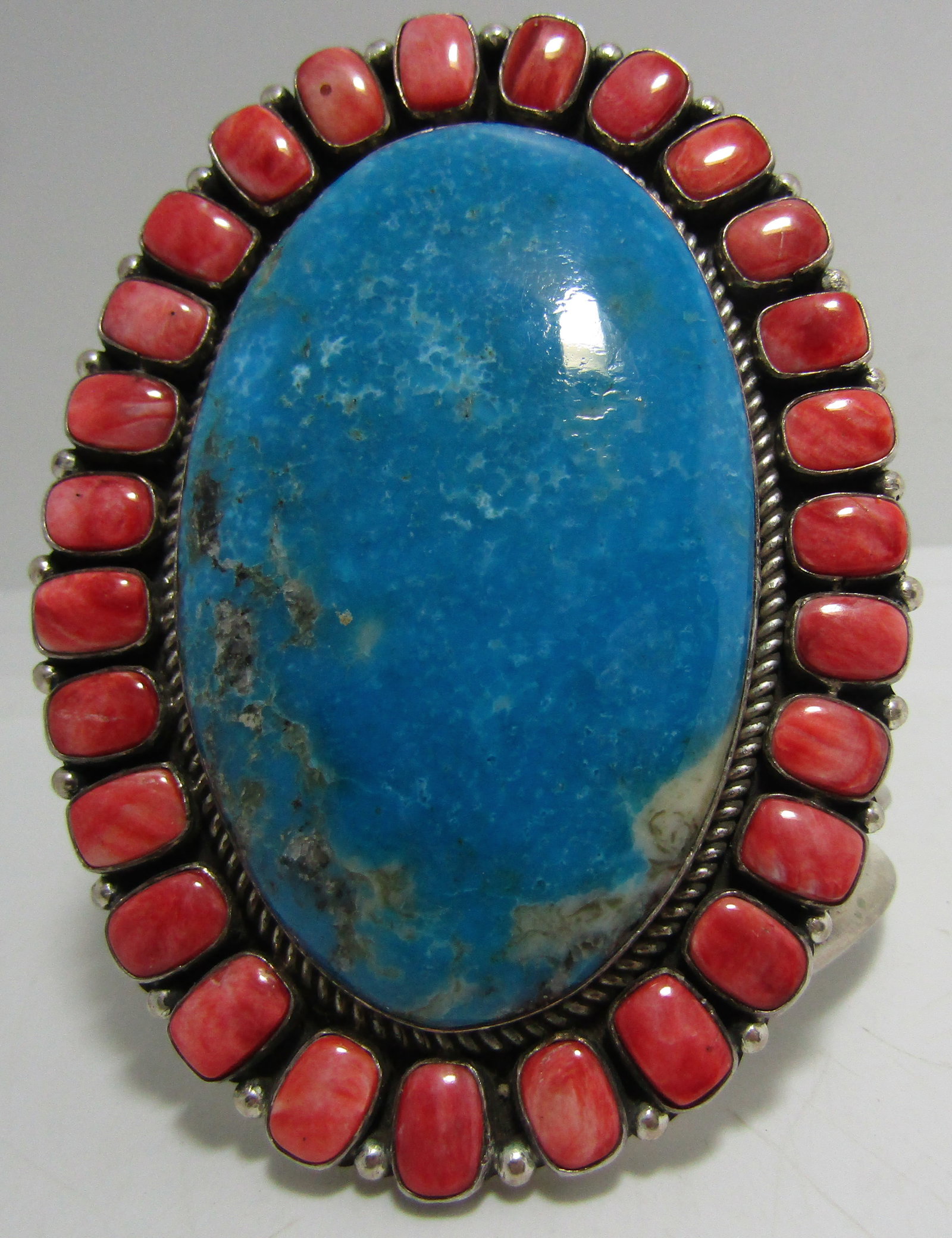 157GR "S" TURQUOISE CUFF BRACELET STERLING SILVER (1 of 6)