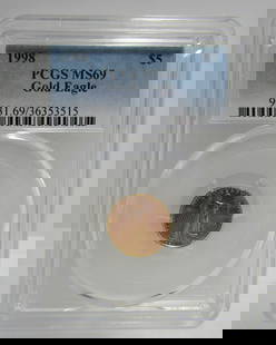 1998 US 5 DOLLAR GOLD EAGLE MS 69 PCGS.: MS 69 GOLD 5 DOLLAR AEAGLE COIN. USA SHIPPING $5. NO INTERNATIONAL SHIPPING OUTSIDE THE USA.