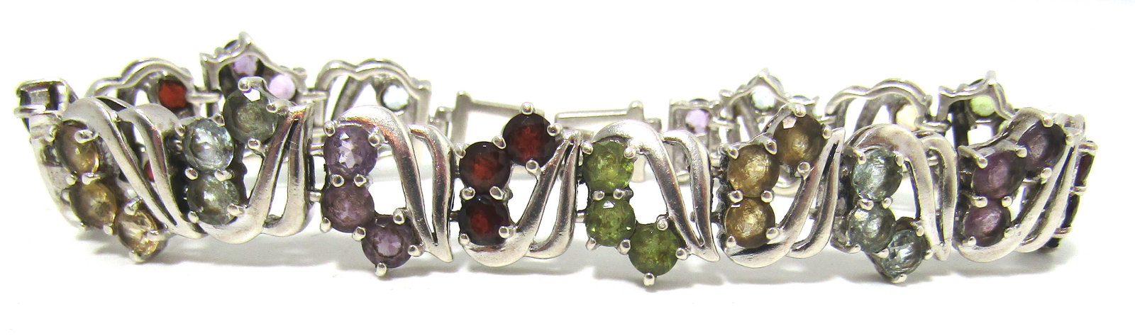 AMETHYST GARNET PERIDOT BRACELET STERLING SILVER (1 of 4)