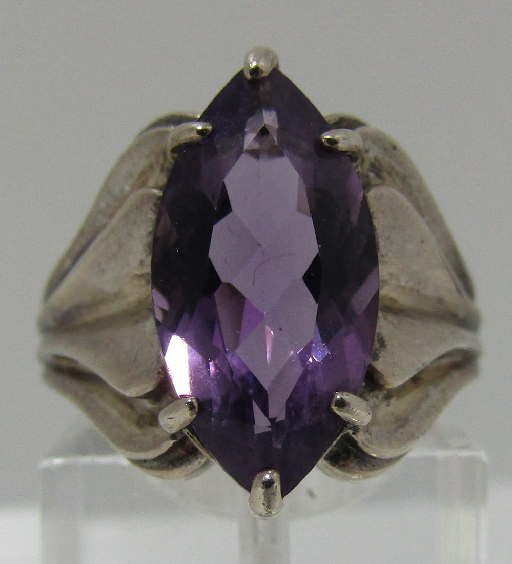 MARQUISE AMETHYST RING STERLING SILVER SIZE 7 (1 of 5)