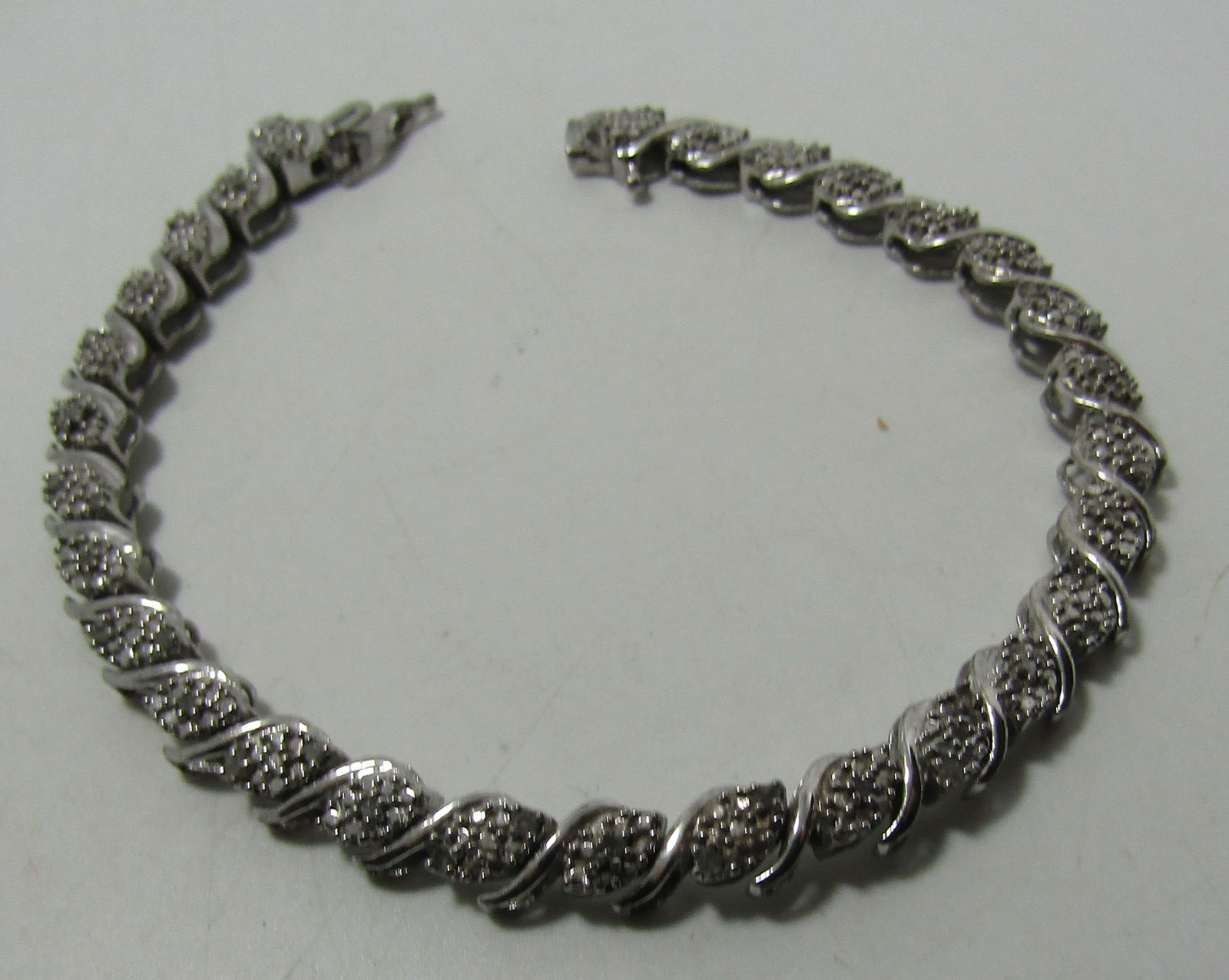 DIAMOND TENNIS BRACELET STERLING SILVER 7 1/4" (1 of 4)