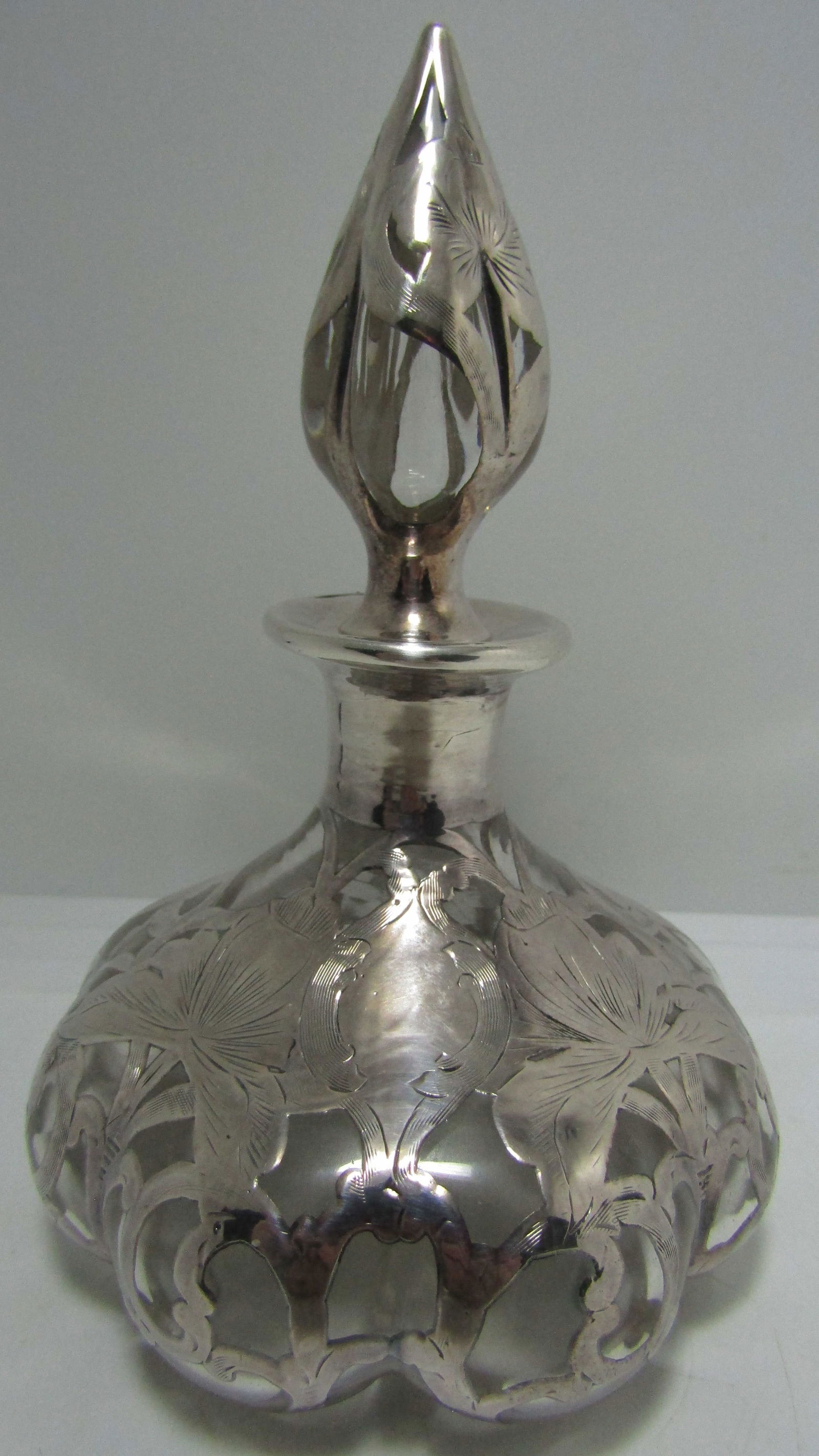 ALVIN STERLING SILVER OVERLAY PERFUME BOTTLE (1 of 3)