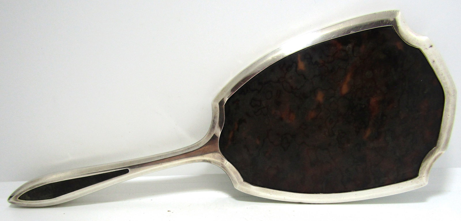 12"1873 HAND MIRROR STERLING SILVER TORTOISE SHELL (1 of 5)