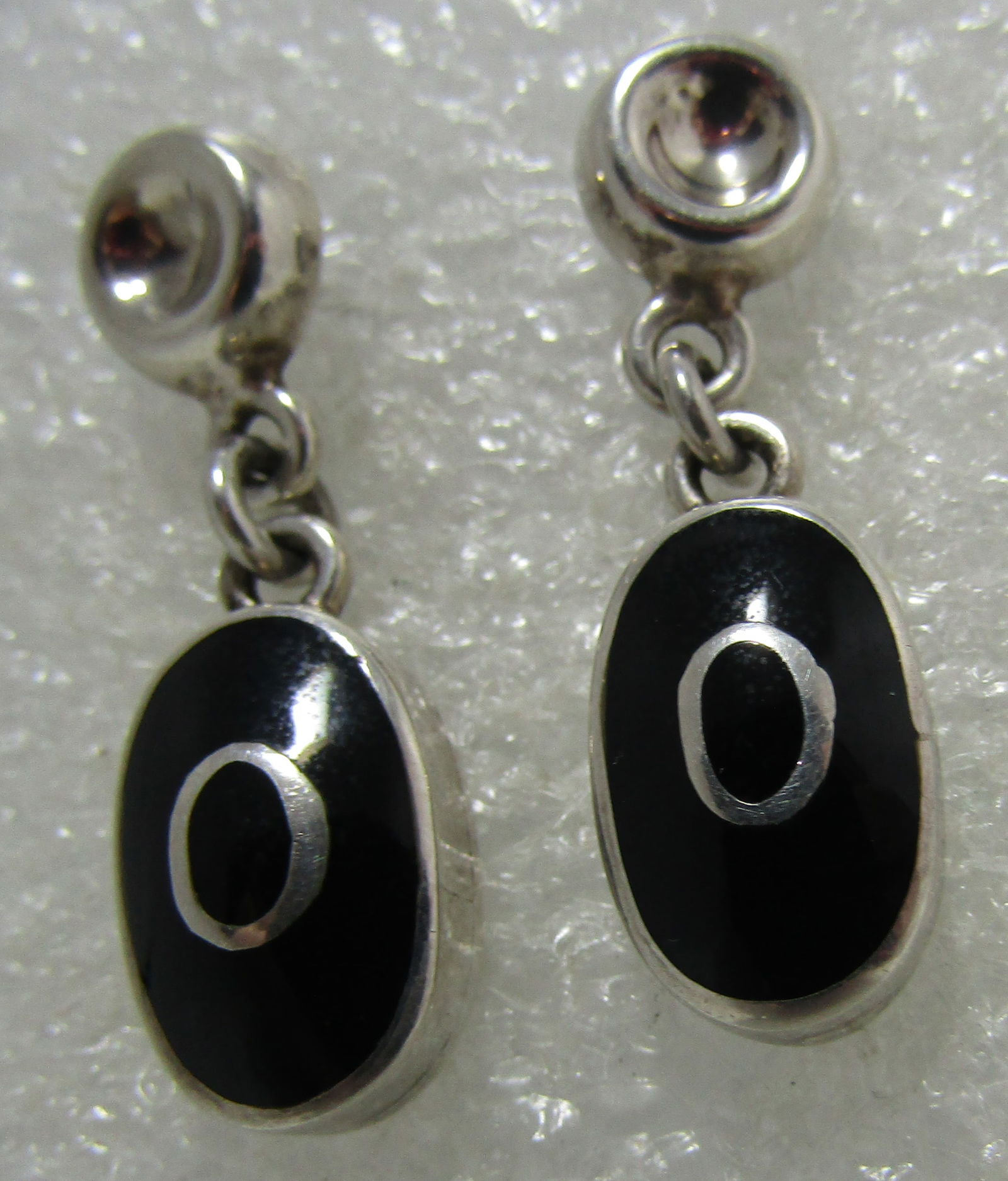 TS-102 TAXCO ONYX EARRINGS STERLING SILVER (1 of 3)