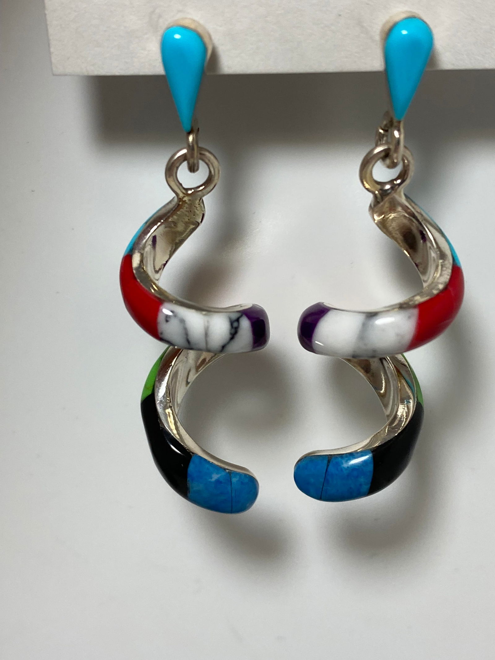 UNIQUE SPIRAL STERLING MULTICOLOR EARRINGS (1 of 4)